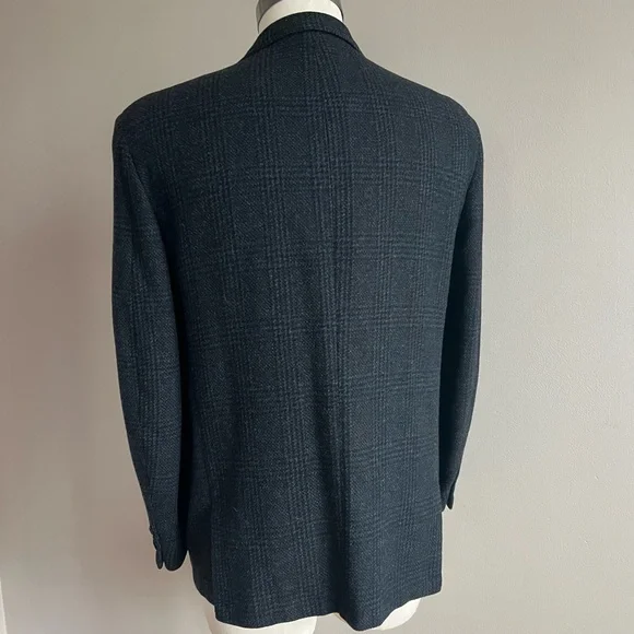 Ivy Trad 3/2 Roll Navy Plaid Wool Sportscoat - Picture 5 of 9